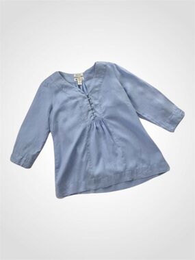 Malvin Hamburg-Germany 100% Linen Light Blue Boho Smock Top zTunic 3/4 Sleeves L